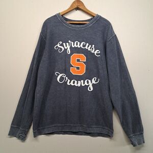 Syracuse Orange Cord Cotton Crewneck Sweatshirt L Navy Blue NCAA Three Square